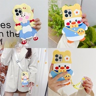 OPPO A91 F5 F7 F15 F9 F11 F17 F19 F21 F23 Pro F19S Fashion Cute duckling Unique Design mobile phone case With lanyard Silicone protection Cover