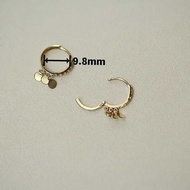 Pure Goldtutu 9K Au375 Golden Tie Small Gold Round Ear Piece