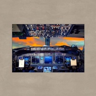 Flight Deck Airplane Cockpit at Sunset Photo Photograph Cubicle Locker Mini Art Poster Han Li Art