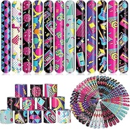 60 Pcs 80s 90s Party Slap Bracelets Favors Decorations Slap Wristbands Retro Theme Bracelet Snap Ban