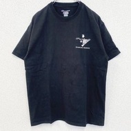 古著 Champion 短袖 Domaine Celine 印花 T 卹，復古黑色，M 碼