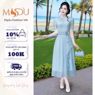 Váy Tơ Óng MDU4876 Gam Màu Xanh Pastel Cùng Chi Tiết Hoa 3D Đính Khéo Nơi Thắt Eo Từ MDU