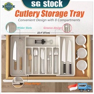 SG Stock Cutlery Storage Tray Kitchen Storage Tray Drawer Cutlery Tray Adjustable Cutlery Drawer Org