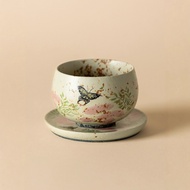 145ml Acacia Flower Arhat Cup with Coaster Ceramic Tea Cup Personal Dedicated Master Cup Tea Set