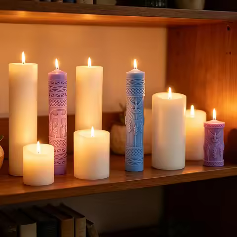 Cylinder Silicone Candle Mold, With Cross, Holy Dove & Wheat Emboss Design for DIY Scented Candle So