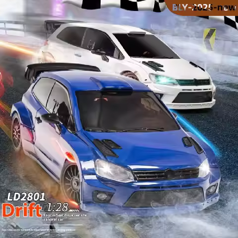 LD2801 POLO 1/28 4WD RC Drift Car Proportional Steering LED Headlights 2.4G 2 Tire Sets Eco-Friendly