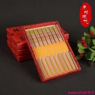 現貨工藝紅豆杉木筷子無漆無蠟酒店家用實紅木餐具8雙家庭套裝禮盒裝