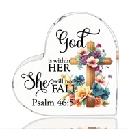 God is with her Bible verse acrylic decoration