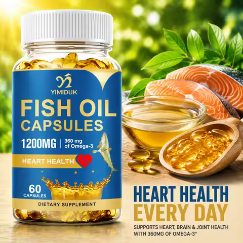Fish Oil Supplement, with Omega-3, for Brain Focus, Nervous, Skin Health & Prenatal, Joint Mobility,