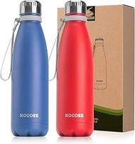 koodee Insulated Water Bottle, 17 oz Stainless Steel Double Wall Vacuum Flask Cola Shape Leak Proof 