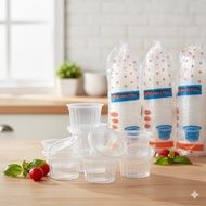 60 clear plastic cup + lid ML contains 50 jelly cups 60 Ml Belitung pudding/ (UNLIMITEDPACK)