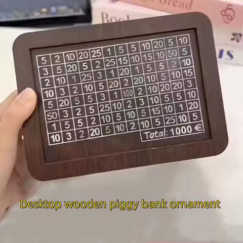 1000/2000/3000/5000/10000 Euro Money Box Desktop Wooden Savings Jar Ornament Savings Plan Currency a