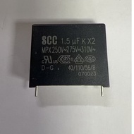 SCC 1.5 Uf K X2 MPX 250V~275V~310V Safety Regulation Film Capacitor Pitch 23mm