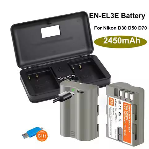 EN-EL3E Battery 2450mAhAh Li-ion Rechargeable Battery For Nikon D100 D200 D300 D300S D30 D50 D70 D70