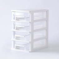 JPE - 抽屜式層疊收納盒 文具 筆筒 化妝品收納箱 透明首飾盒 儲物盒 抽屜盒 辦公桌整理 雜物收納 (4層)