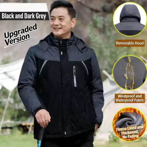 Men's Winter Parka Military Style Hooded Fur Collar Jacket Windproof Thick Warm Windbreak Anorak