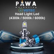 Pawa Votec 3 Colour HeadLamp Head Light Led Lampu Besar Led 12V H4 H7 H8 H11 HB3 HB4 H1 H3 Car Vehic