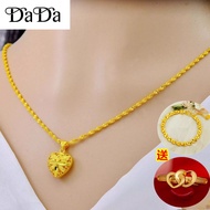 rantai emas 916 original Pawn Water Wave Chain Clavicle 999 Pure Gold Pendant Gift Bracelet + Ring W