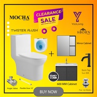 Mocha Italy- ONE PCS RIMLESS TOILET BOWL & 5 IN 1 BASIN CABINET (MWC7602) ALL IN ONE FOR BATHROOM FU