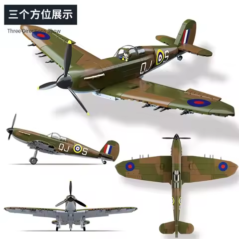World War Army Military Soldiers SWAT UK: Spitfire Fighter F MK. la type Model Building Blocks Brick
