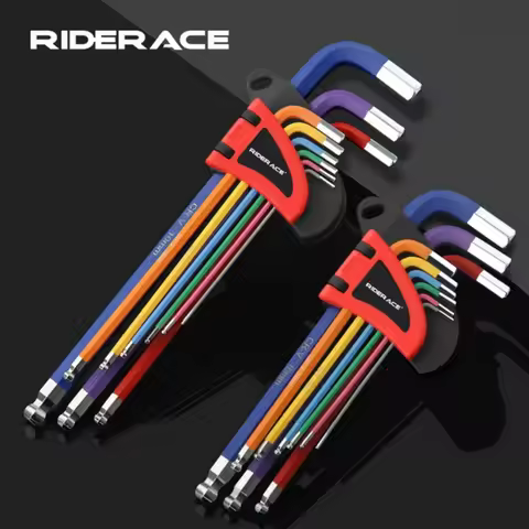 Bike Hex Key Set 9Pcs S2 CR-V Steel Colorful Flat Ball Opening Wrench Bicycle Inner Hexagonal Wrench