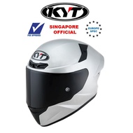 KYT TT Course Plain Colour Silver Metallic Gloss Finish Full Face Helmet PSB Approved