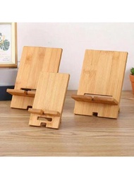 1個創意簡約木質手機架，適用於辦公桌、床頭櫃、懶人斜坡手機平板支架