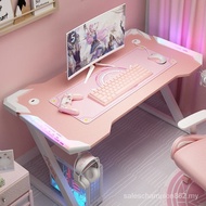 ✅Free SHIPPING✅Haroldon (HALODN) Pink Gaming Table Desktop Computer Desk Household Simple Desk Desk Live Broadcast Anchor Girl Game Table Chair Combination Set Table