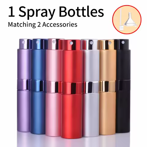 1PCS+2 Accessories 8ml Metal Aluminum Perfume Bottle with 1 Spray Bottle, 1 Funnel, 1 Dispenser Divi