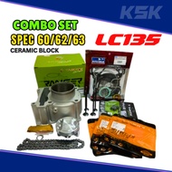 COMBO LC135 SPEC 60MM 62MM 63MM TAIKOM RACING CERAMIC BLOCK PISTON VALVE GASKET TIMING CHAIN LC