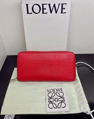 LOEWE 羅威 Trifold 荔枝小牛皮 長夾 拉鍊 發財包