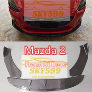 Mazda 2 Front Bumper Diffuser Lip Wrap Angle Splitters Black Carbon