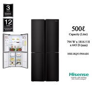 Hisense 500L Side By Side 4 Door Refrigerator Inverter (HSE-RQ515N4AB1) Peti Sejuk/Fridge/冰箱