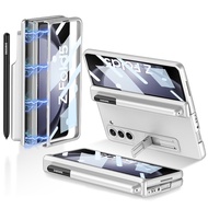 เคสสำหรับ Samsung Galaxy Z Fold 5 Fold 4 Fold 3 Case เคส Z Fold4 5พร้อมตัวป้องกันบานพับขาตั้งกระเป๋า