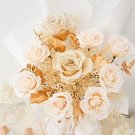 9朵永生玫瑰花束-白金色
