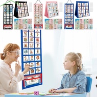 Kids Visual Schedule Calendar Chart Hanging Daily Chore Routine Chart with 96 Cards Foldable Kids Vi