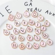 Pink English Letters Hand-Made diy Art Craft Materials Work Gifts Double-Sided Alloy Handmade Jewelry Earrings Necklace Key Ring Pendant Accessories