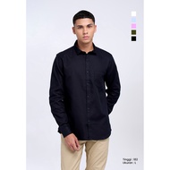 KEMEJA MANZONE - Men's Long Sleeve Dobby Shirt Ami 3 Slim Fit - Black