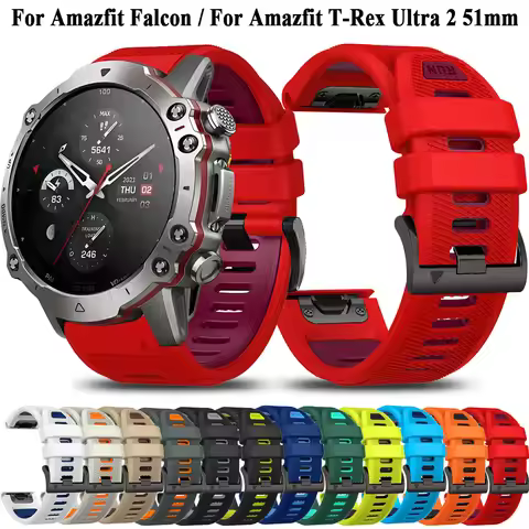 Silicone Watch Band For Amazfit Falcon Sports Wrist Strap Quickfit 22mm 26mm For Amazfit T-Rex Ultra