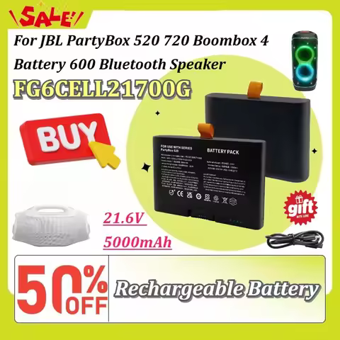 New FG6CELL21700G 21.6V 5000mAh 108Wh Rechargeable Battery for JBL PartyBox 520 720 Boombox 4 Batter