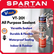 V-TECH VT-201 All Purpose Sealant Clear 270ml | Waterproof Durable Silicone Sealant
