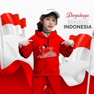17 August Children's Hoodie Sweater for Indonesian Independence Day 2025 Ages 4-13 Years