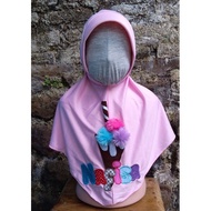 Children's Ice Cream Pompom Hijab can be given names 4-7 years old|Children's name headscarf