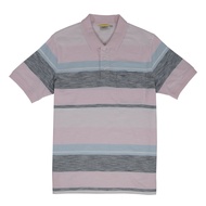 camel active Men Short Sleeve Polo-T in Regular Fit with Multistripe in Lavender Cotton Slub 280-SS23H1060