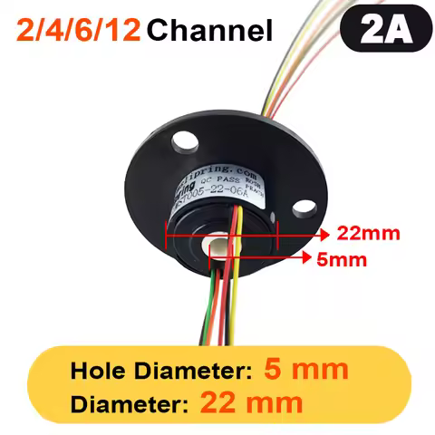 2/4/6/12 Channels 2A Hollow Shaft Slip Ring Rotation Connector with 5mm Hole rings for Camera Gimbal