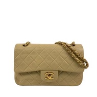 △ CHANEL 香奈兒 Beige Calfskin CF23 Gold Tone Metal Classic Double Flap No.1 Chain Shoulder Bag 淺褐色小牛皮C