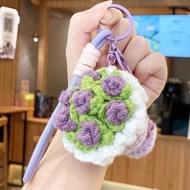 EAA* Elegant Crochet Flower Keychain Hanging Pendant Bag Charm For Fashion Enthusiast