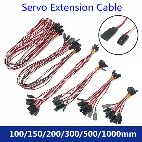 10Pcs 100mm 150mm 200mm 300mm 500mm Servo Lead Cable Extension Yextension cord for RC Futaba JR Male