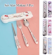 3 Pcs Hello Kitty & Doraemon CUTLERY Set - Trendy CUTLERY Set, Suitable for Kids at Home