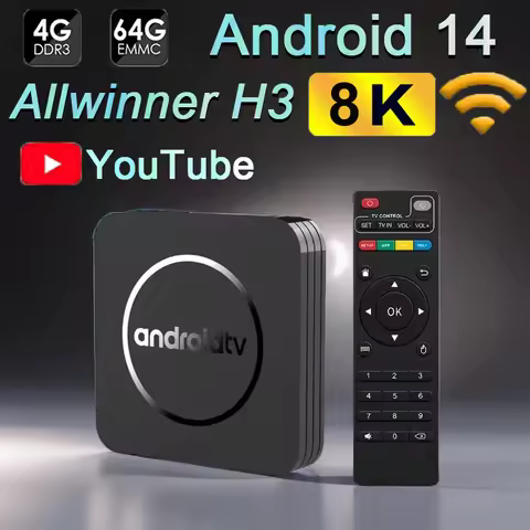 HOT Android 14 Smart TV Box 2.4GWifi Allwinner H3 8K 4G Ram 64G Rom HDR10+ Google Voice Multi Langua